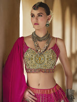 Magnetic Pink Color Silk Fabric Party Wear Lehenga