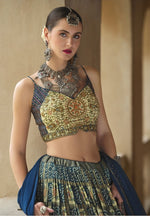 Magnetic Turquoise Color Silk Fabric Party Wear Lehenga