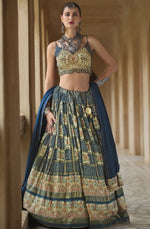 Magnetic Turquoise Color Silk Fabric Party Wear Lehenga