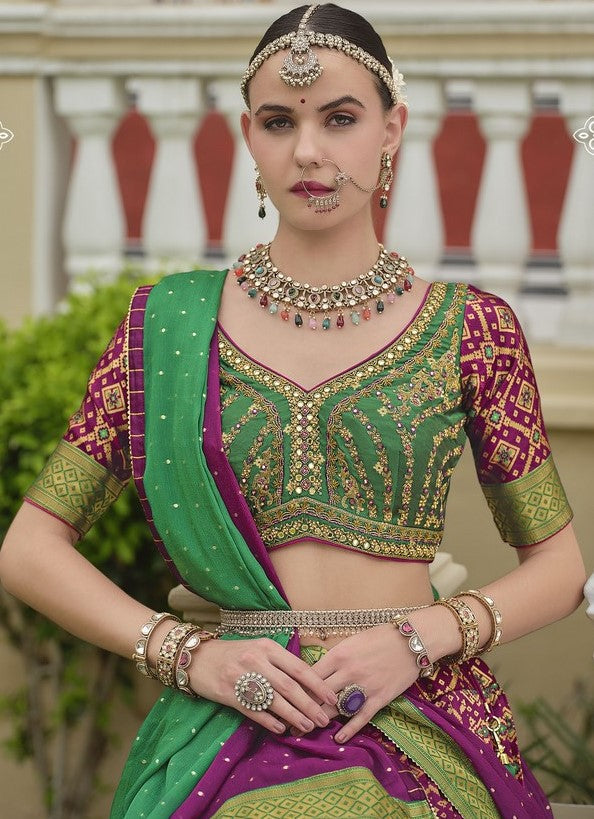 Magnetic Magenta Color Silk Fabric Party Wear Lehenga