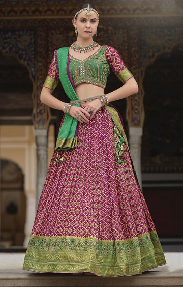 Magnetic Magenta Color Silk Fabric Party Wear Lehenga