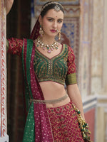 Magnetic Red Color Silk Fabric Party Wear Lehenga