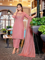 Dazzling Peach Color Cotton Fabric Designer Suit