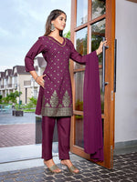 Dazzling Voilet Color Crepe Fabric Designer Suit