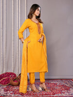 Amazing Mustard Color Cotton Fabric Designer Suit