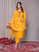 Amazing Mustard Color Cotton Fabric Designer Suit