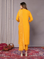 Amazing Mustard Color Cotton Fabric Designer Suit