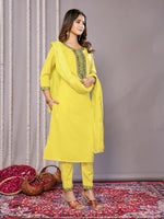 Amazing Yellow Color Cotton Fabric Designer Suit