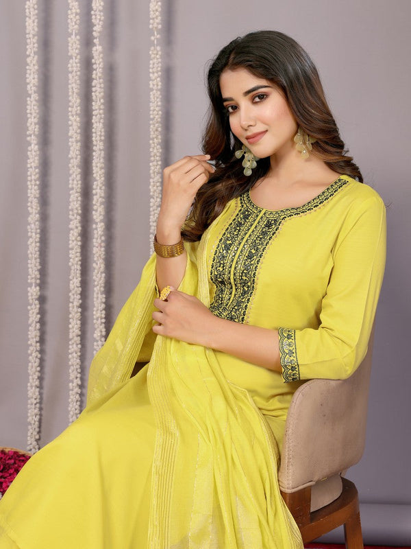 Amazing Yellow Color Cotton Fabric Designer Suit