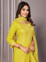 Amazing Yellow Color Cotton Fabric Designer Suit