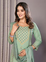 Amazing Green Color Cotton Fabric Designer Suit