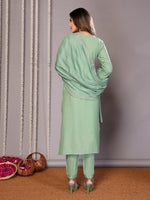 Amazing Green Color Cotton Fabric Designer Suit