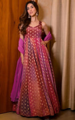 Striking Multi Color Chinon Fabric Gown with Dupatta