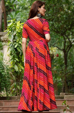 Striking Orange Color Rayon Fabric Gown with Dupatta