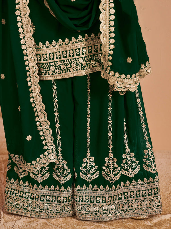 Angelic Green Color Georgette Fabric Plazzo Suit