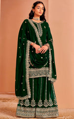 Angelic Green Color Georgette Fabric Plazzo Suit