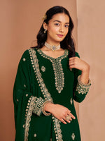 Angelic Green Color Georgette Fabric Plazzo Suit