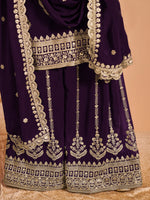 Angelic Purple Color Georgette Fabric Plazzo Suit