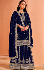 Angelic Blue Color Georgette Fabric Plazzo Suit