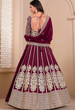 Dazzling Wine Color Shimmer Fabric Party Wear Lehenga