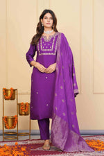 Divine Purple Color Viscose Fabric Designer Suit