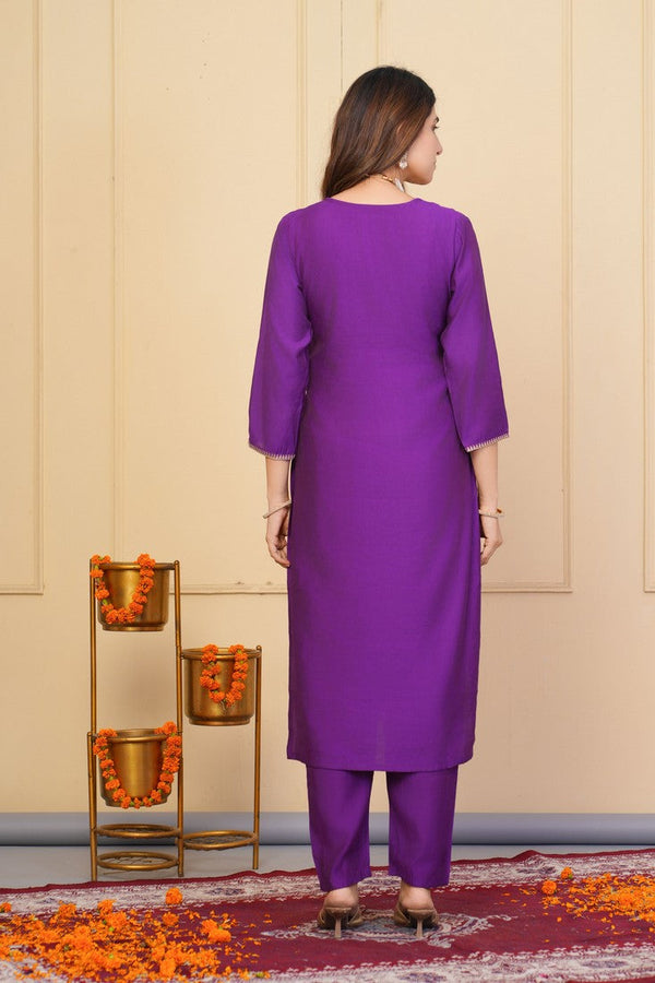 Divine Purple Color Viscose Fabric Designer Suit