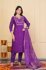 Divine Purple Color Viscose Fabric Designer Suit