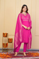 Divine Pink Color Viscose Fabric Designer Suit