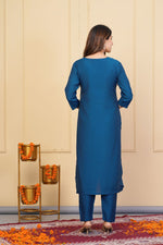 Divine Teal Color Viscose Fabric Designer Suit