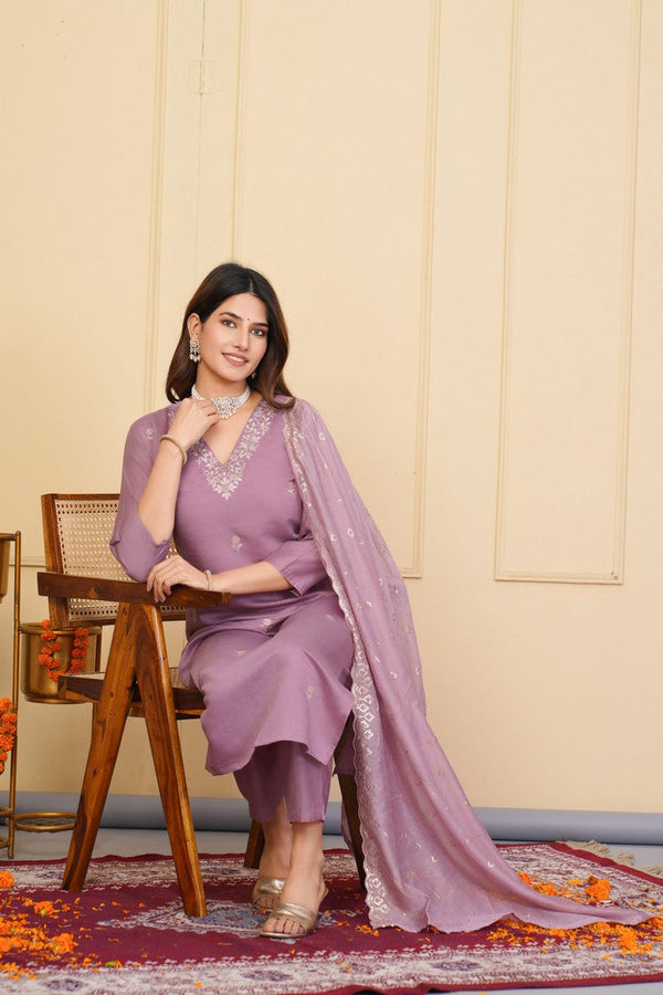 Divine Purple Color Viscose Fabric Designer Suit