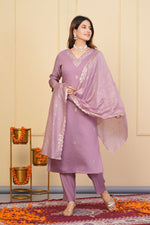 Divine Purple Color Viscose Fabric Designer Suit