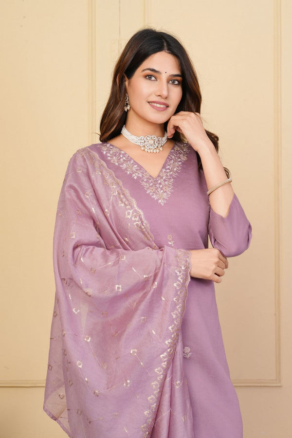 Divine Purple Color Viscose Fabric Designer Suit