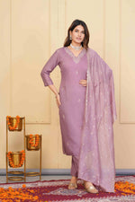 Divine Purple Color Viscose Fabric Designer Suit