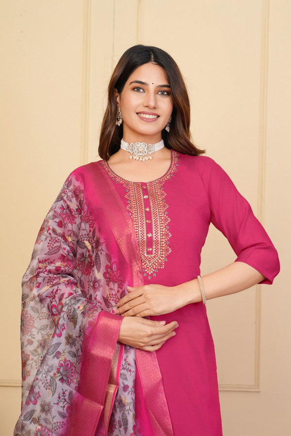 Divine Coral Color Viscose Fabric Designer Suit