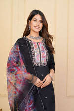 Divine Black Color Viscose Fabric Designer Suit