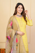 Divine Yellow Color Viscose Fabric Designer Suit