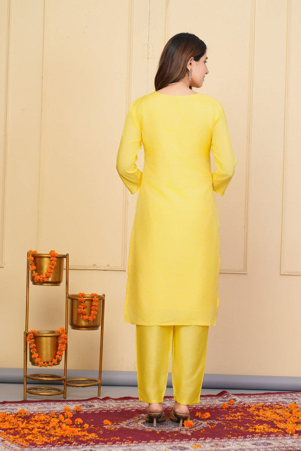 Divine Yellow Color Viscose Fabric Designer Suit