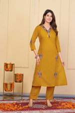 Divine Mustard Color Viscose Fabric Designer Suit