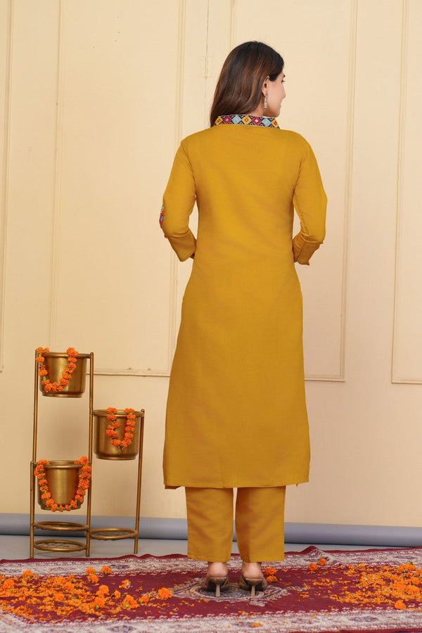 Divine Mustard Color Viscose Fabric Designer Suit