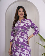 Dazzling Purple Color Rayon Fabric Kurti with Bottom