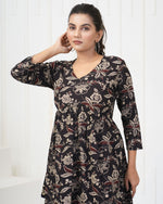 Dazzling Black Color Rayon Fabric Kurti with Bottom