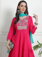 Divine Pink Color Rayon Fabric Designer Suit