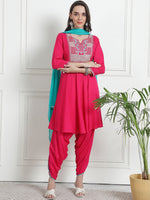 Divine Pink Color Rayon Fabric Designer Suit