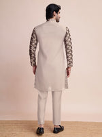 Beauteous Beige Color Silk Fabric Mens Kurta