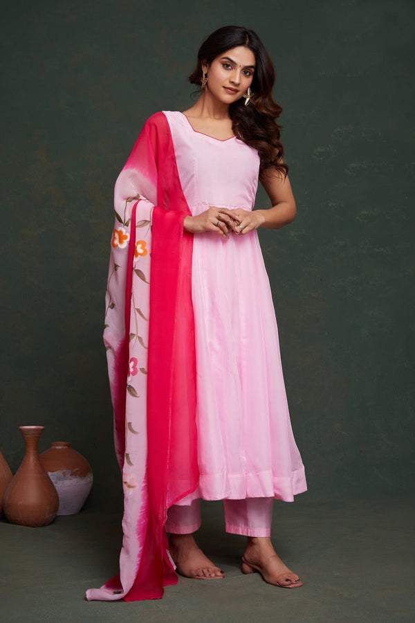 Amazing Pink Color Viscose Fabric Designer Suit