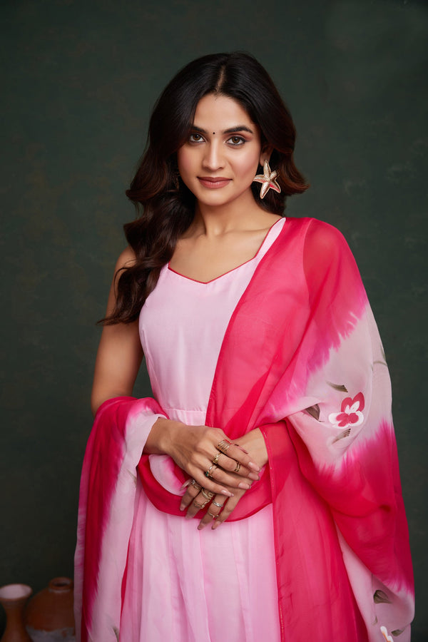 Amazing Pink Color Viscose Fabric Designer Suit