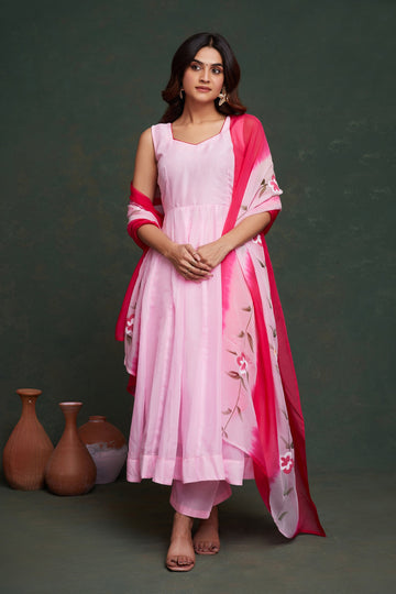 Amazing Pink Color Viscose Fabric Designer Suit