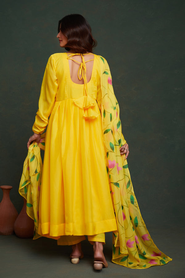 Amazing Yellow Color Viscose Fabric Designer Suit