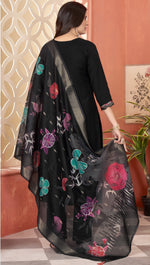 Beautiful Black Color Silk Fabric Designer Suit