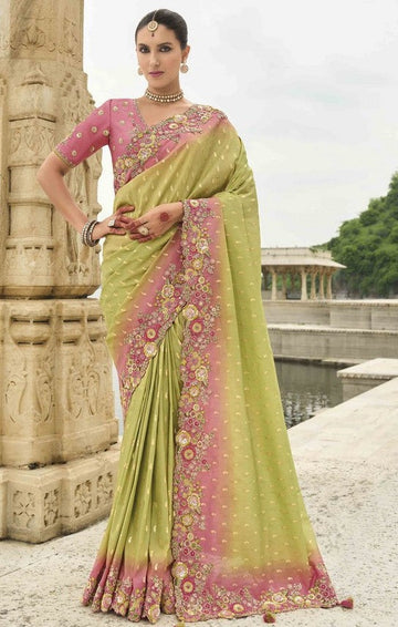 Beauteous Green Color Viscose Fabric Partywear Saree